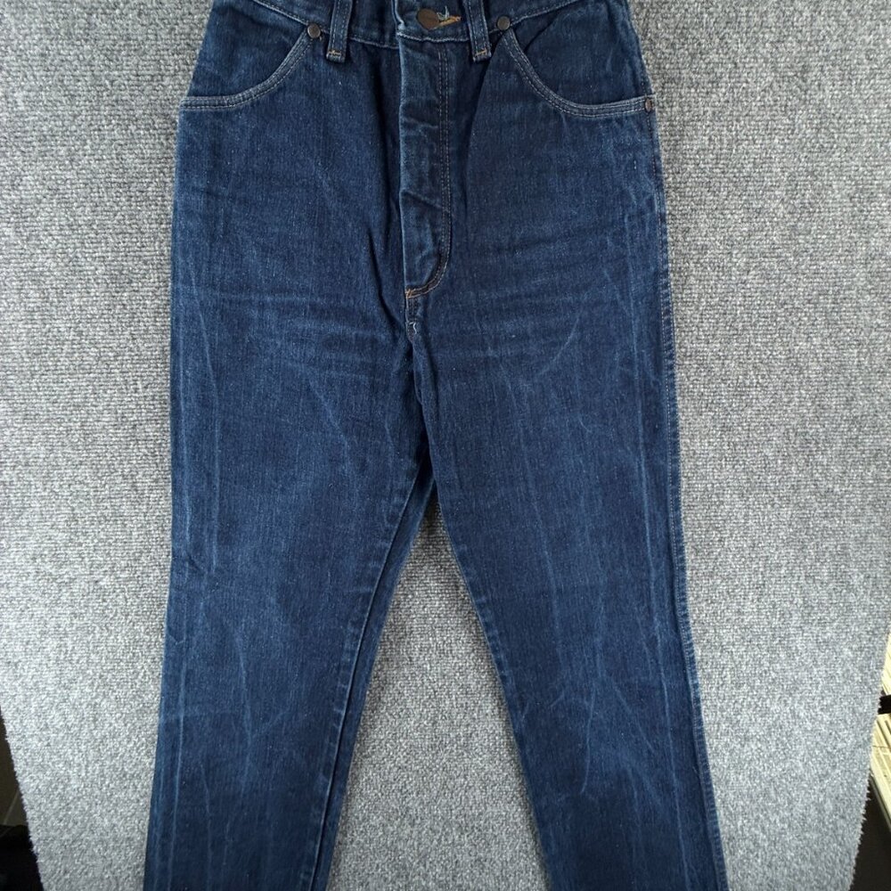 VTG Wrangler Bluebell Blue Bell Denim Jeans Straight Slim Dark Wash ACTL 23X29